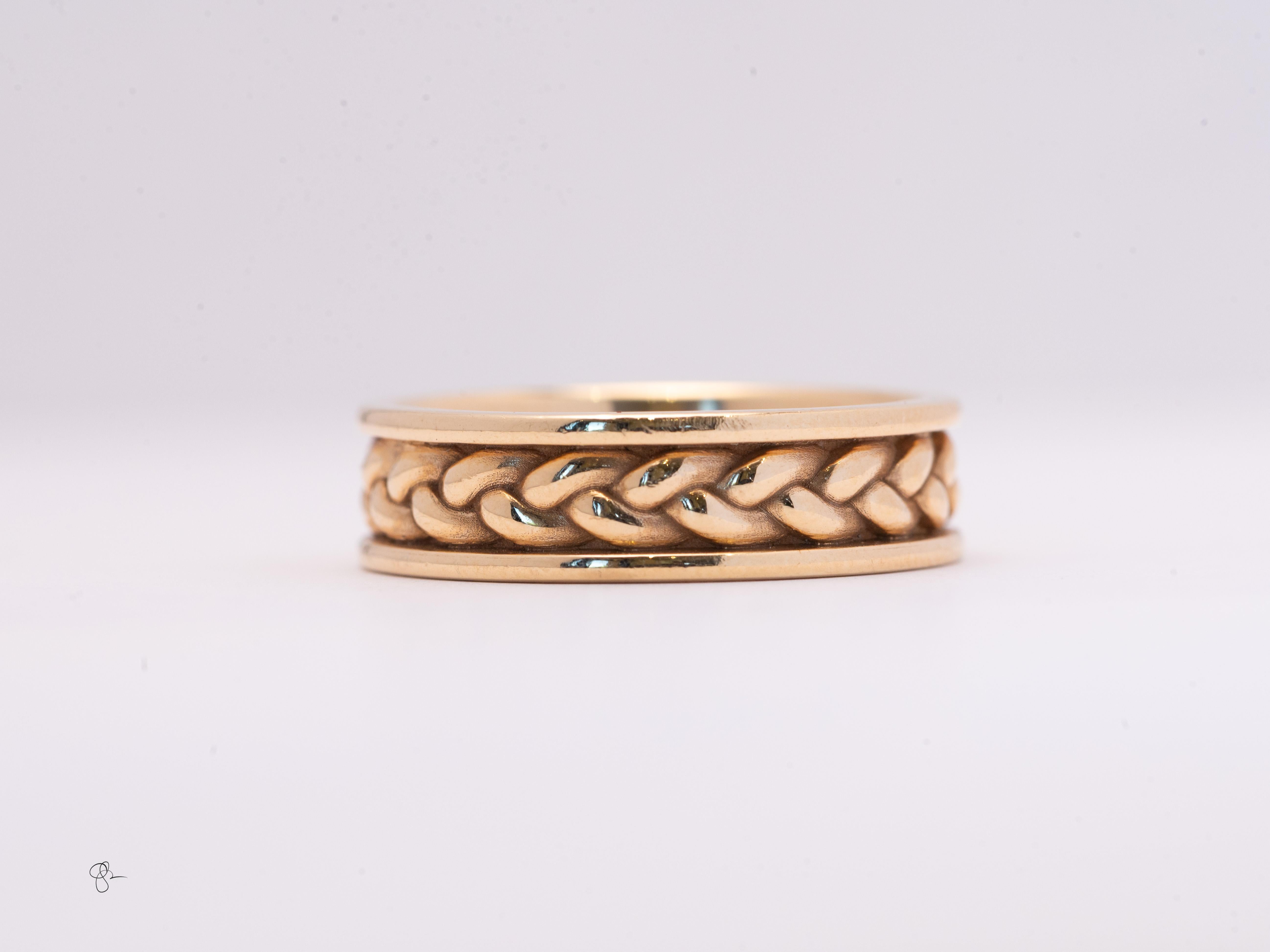 Fede artigianale intrecciata in oro massiccio da uomo In condizioni ottime in vendita a Tucson, AZ