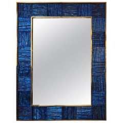Artisan Brass Blown Klein-Blue Wave Mirror