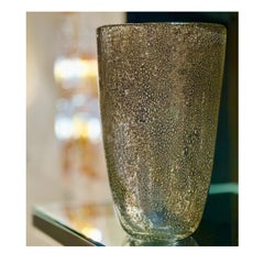 Artisan Bronze Murano Pulegoso Glass Vase
