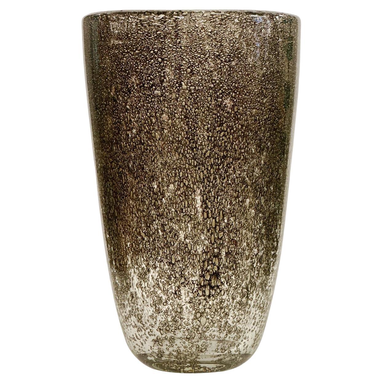 Vaso artigianale in vetro di Murano bronzo Pulegoso