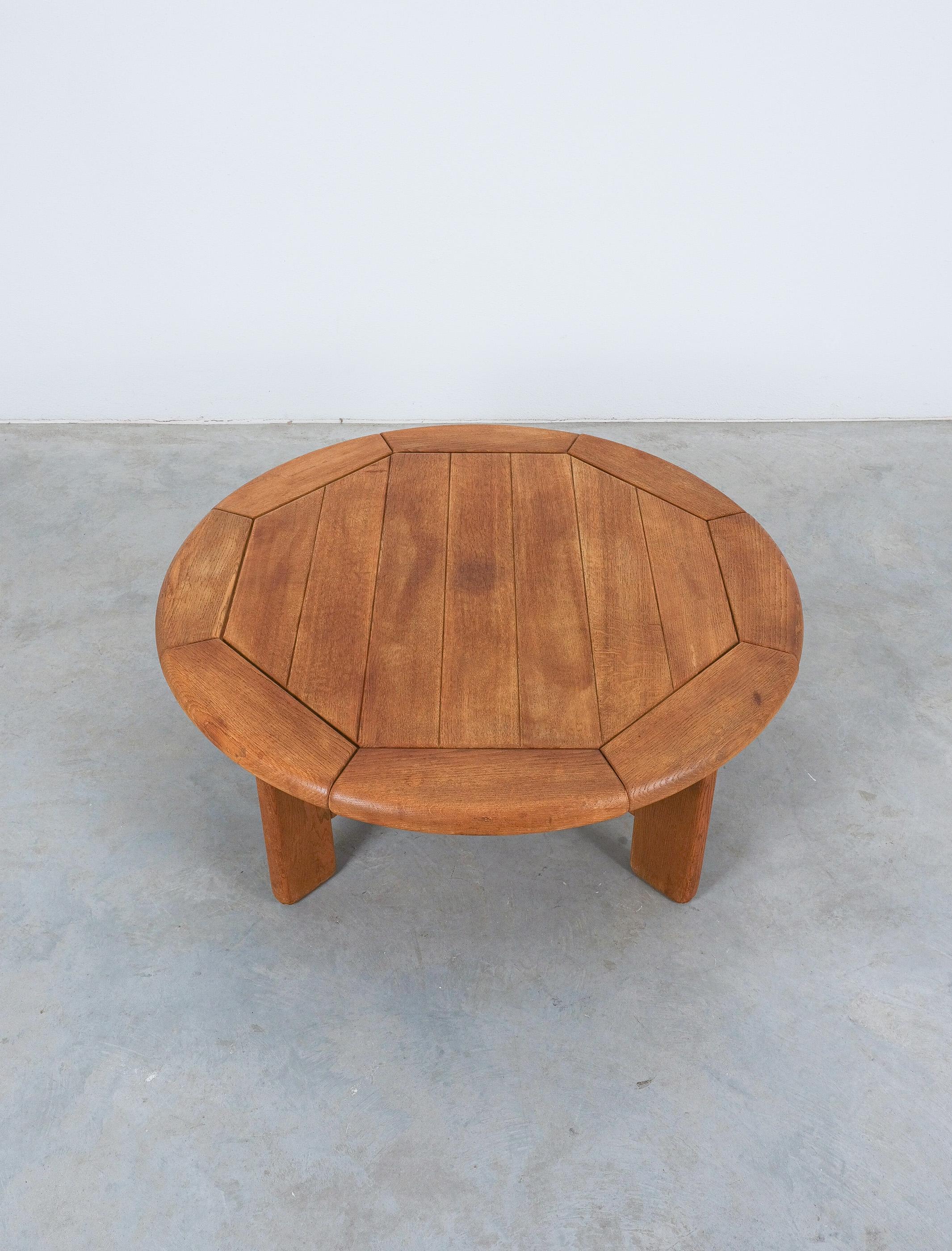 Mid-20th Century Artisan Brutalist Oak Coffee or Outdoor Table Mid Century, France, 1950 For Sale