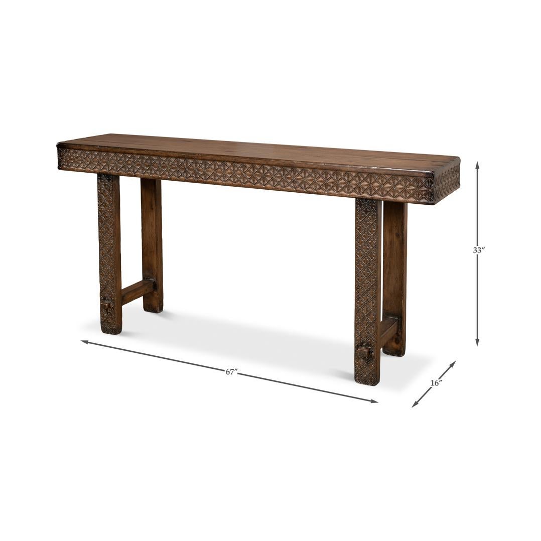 Table console sculptée artisanale en vente 3