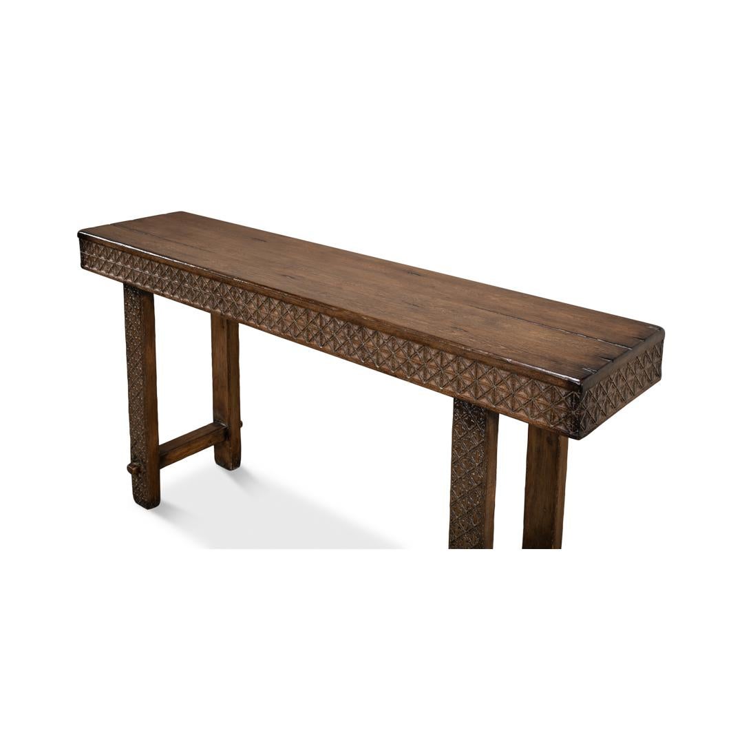 Asian Artisan Carved Console Table For Sale
