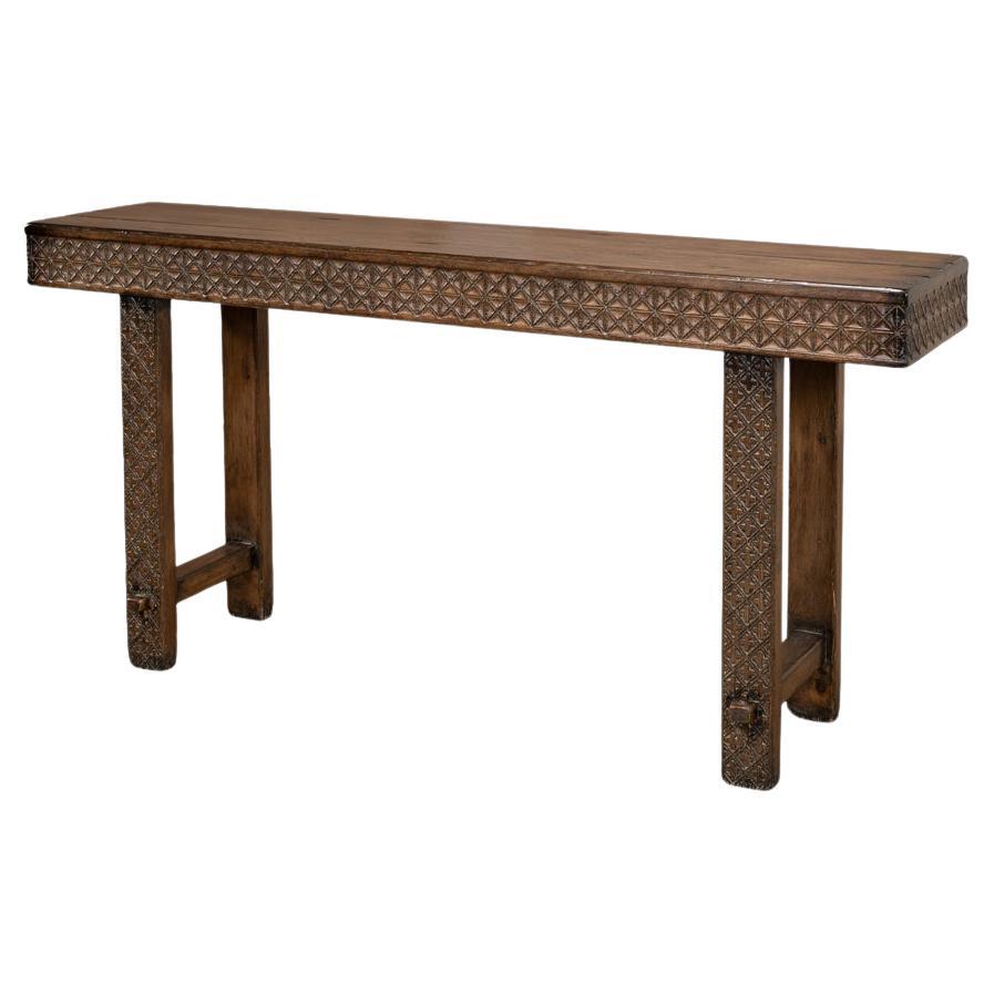 Table console sculptée artisanale en vente