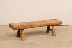 Artisan-Carved & Fabulously-Textured 5 Foot Long Teak Bench