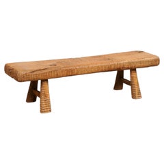 Artisan-Carved & Fabulously-Textured 5 Foot Long Teak Bench