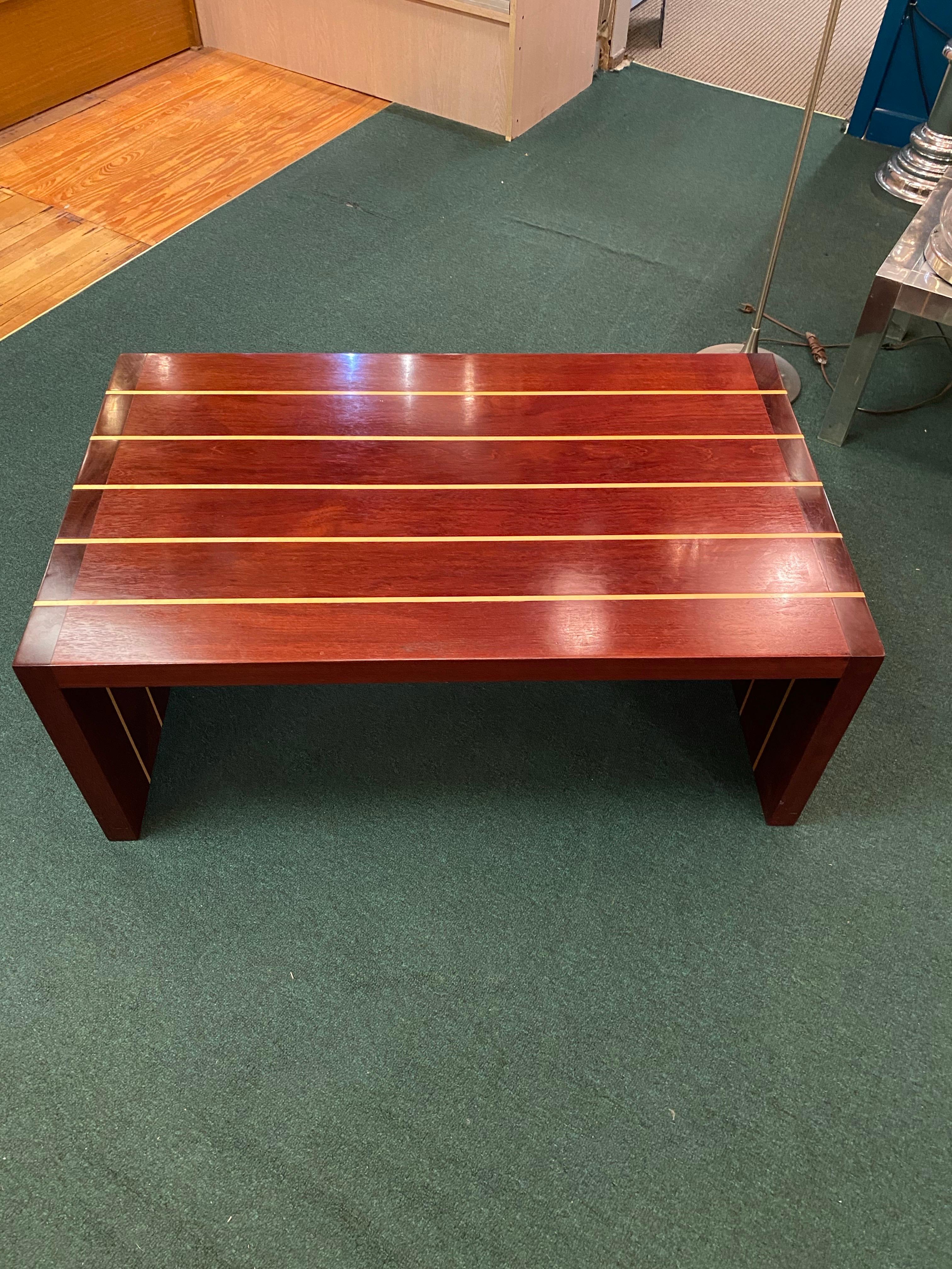 Artisan Cherry, Mahogany & Birch Wood Inlay Table or Bench by T. Hartz from 1993 For Sale 6
