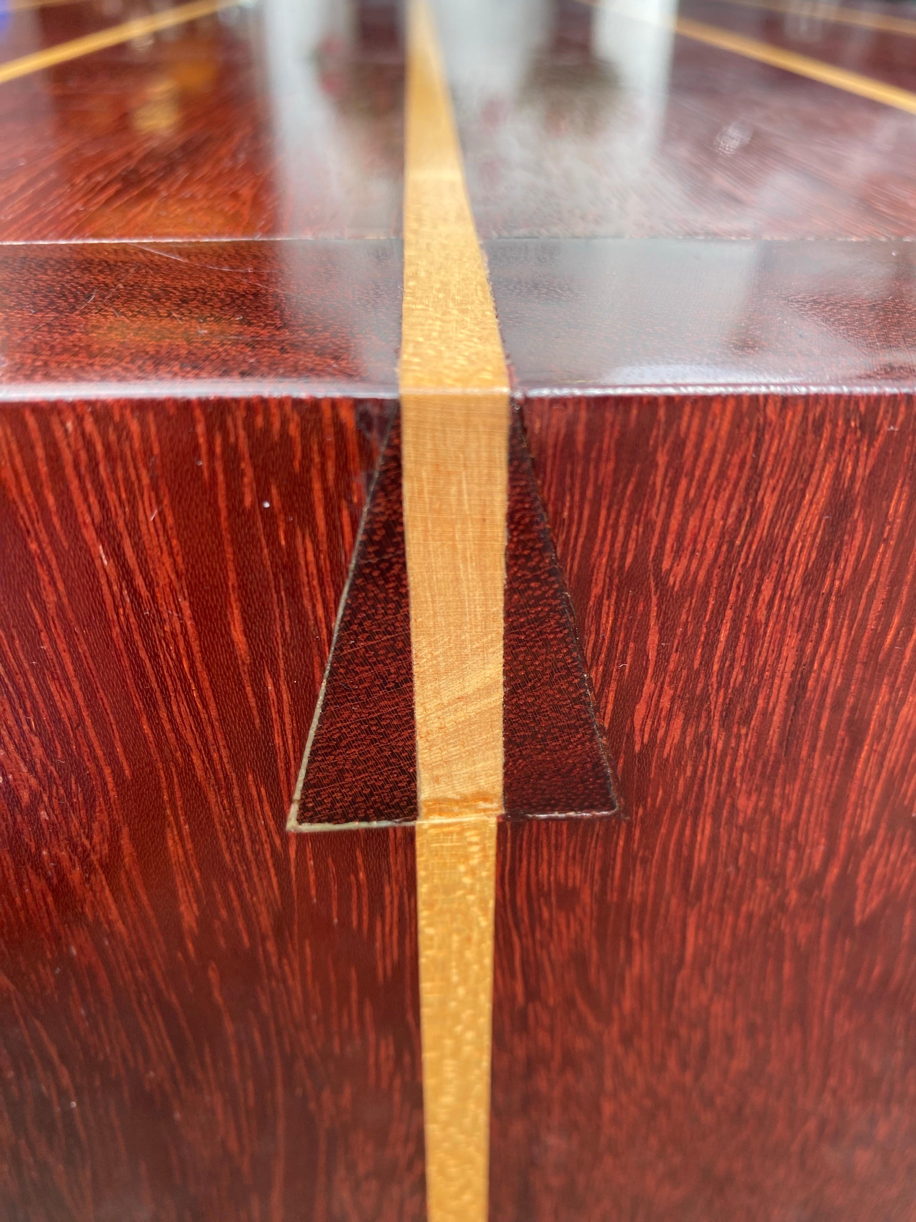 Artisan Cherry, Mahogany & Birch Wood Inlay Table or Bench by T. Hartz from 1993 For Sale 8