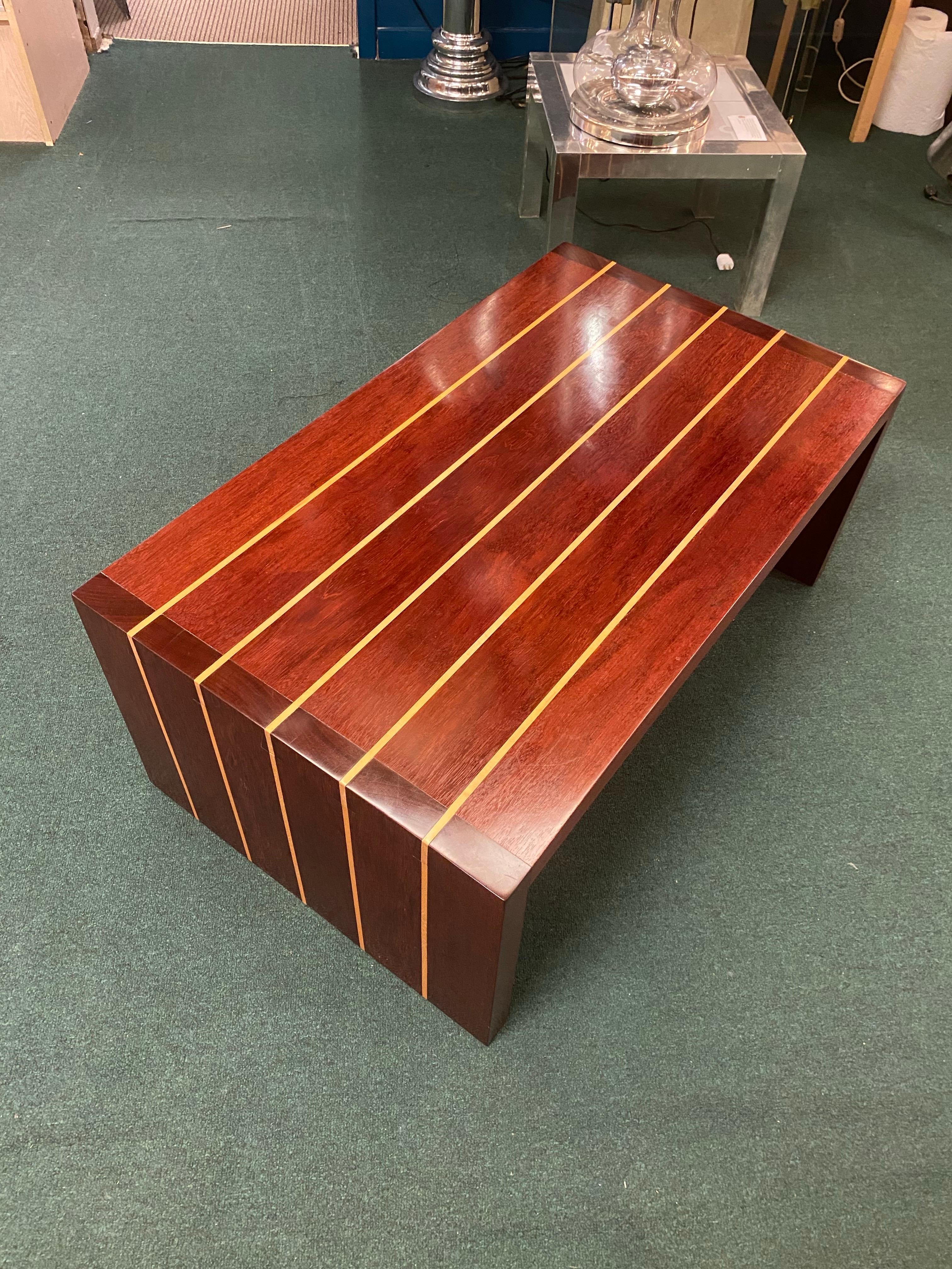 Artisan Cherry, Mahogany & Birch Wood Inlay Table or Bench by T. Hartz from 1993 For Sale 9