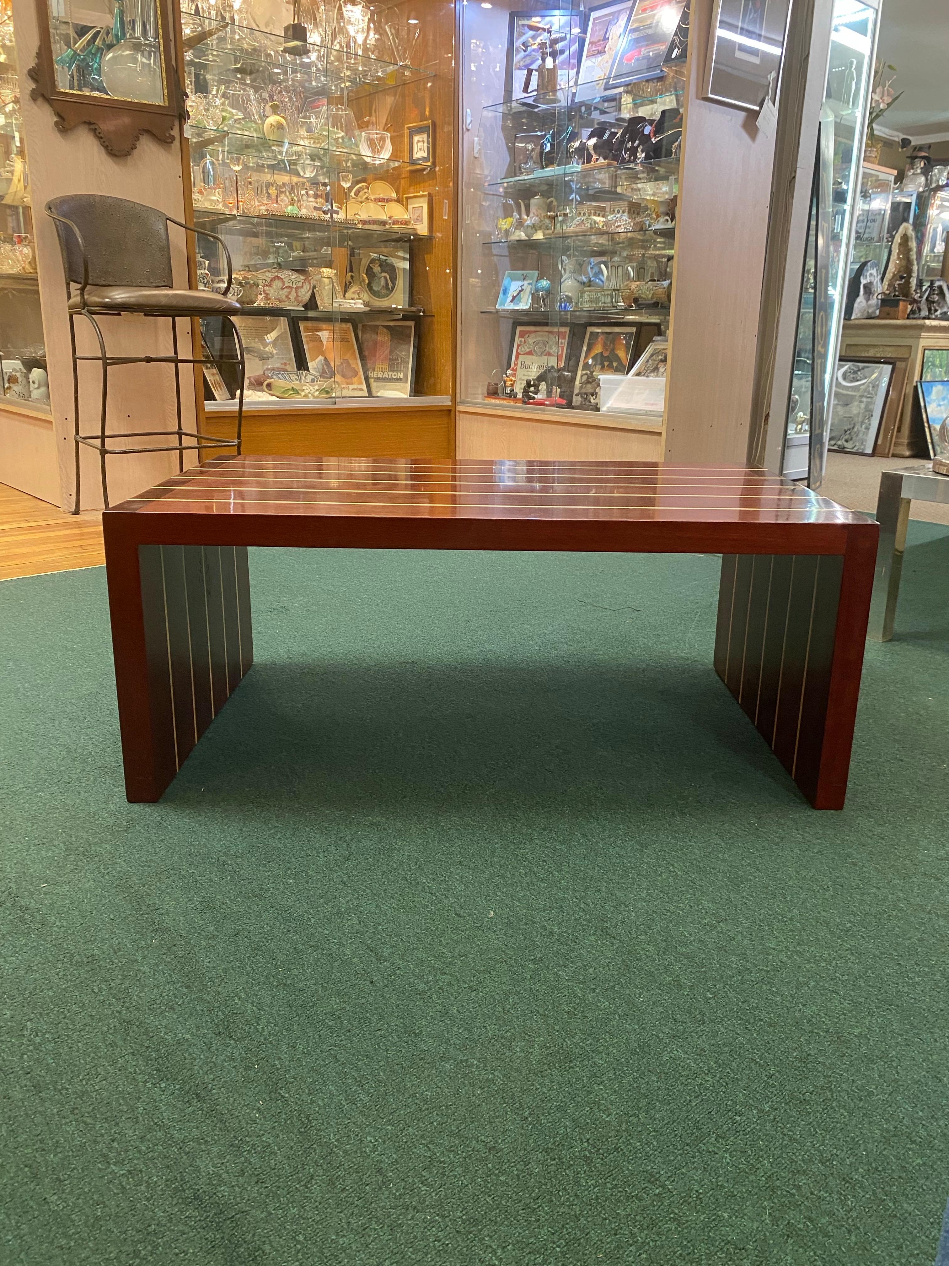 Artisan Cherry, Mahogany & Birch Wood Inlay Table or Bench by T. Hartz from 1993 For Sale 12