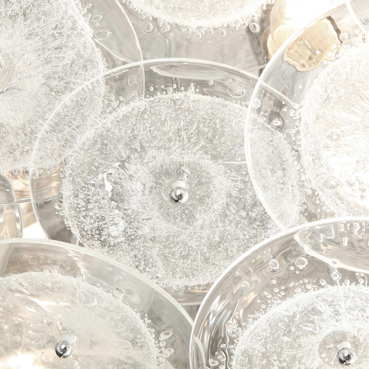 Modern Custom Clear Pulegoso Glass Disc Flush Mount For Sale
