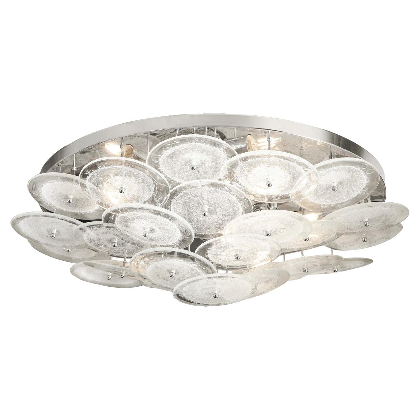 Custom Clear Pulegoso Glass Disc Flush Mount For Sale