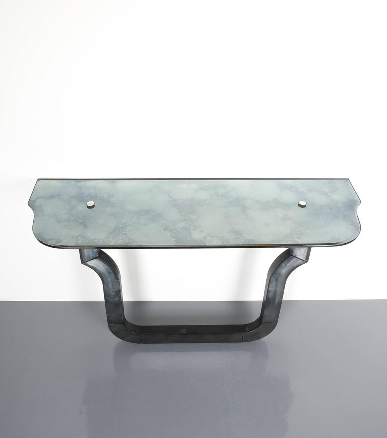 Italian Artisan Console Table from Mirror Glass Neo Baroque, Italy, 1980 For Sale
