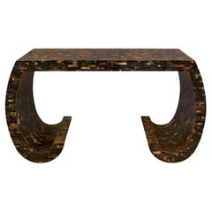 Artisan Console Table in Tessellated Horn with Curving Legs 1970s