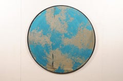 Stunning Blue/Green Artisan Hand Crafted Round Mirror + Antiqued Glass
