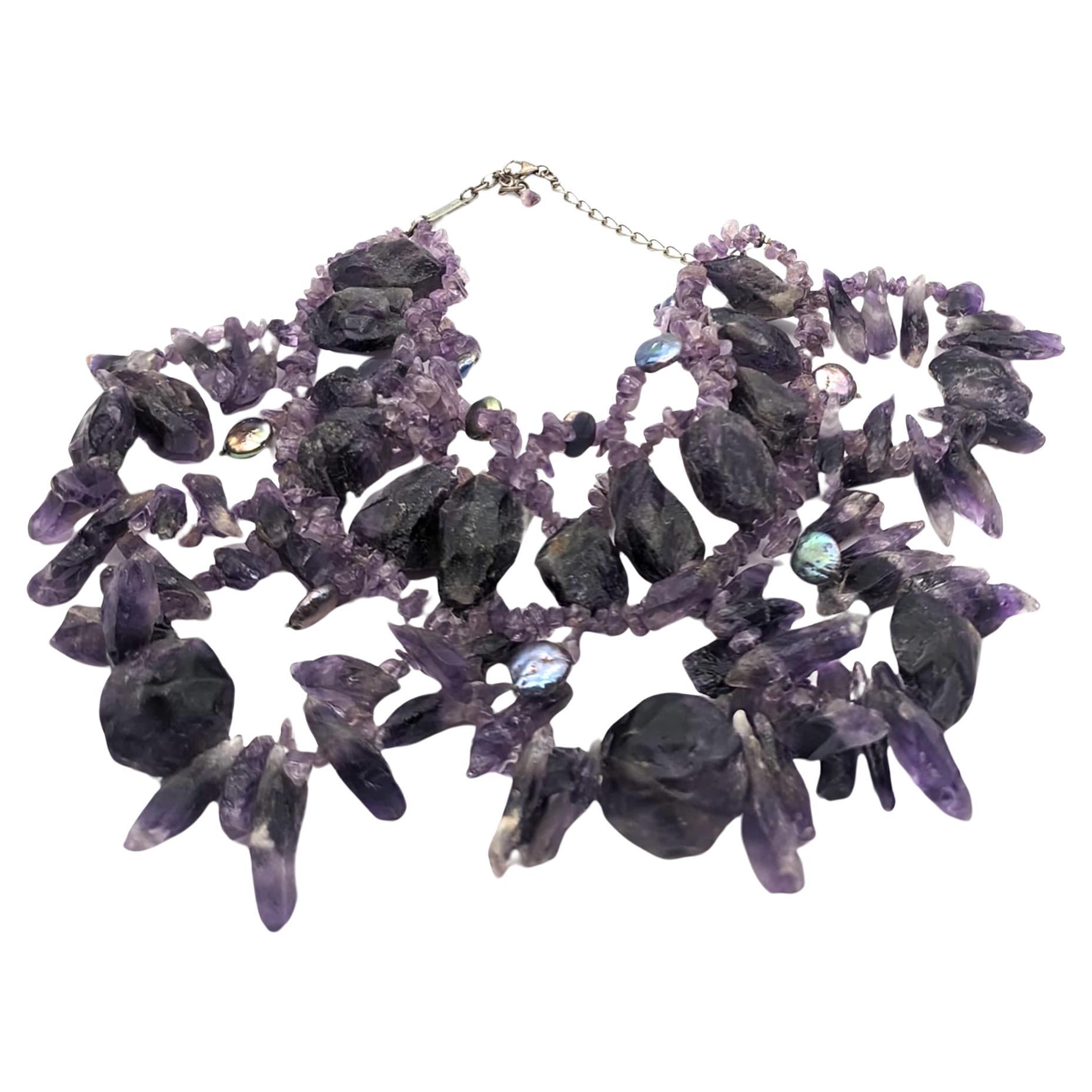 Artisan Crafted Amethyst Choker Designed By Mariana Lopez Osorio For Sale