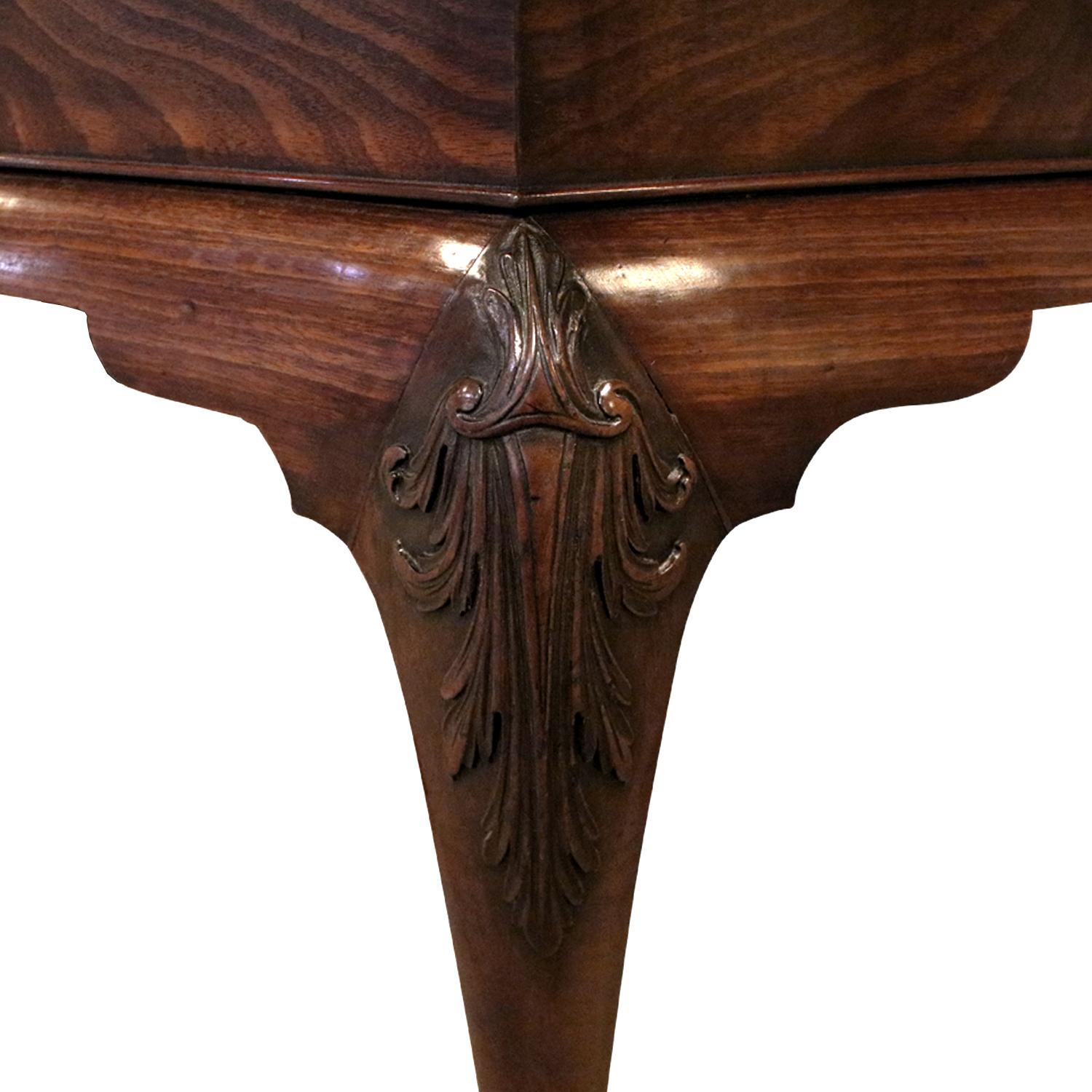 18th Century and Earlier Artisan Crafted Chippendale Table with Marble Top, 18th Century