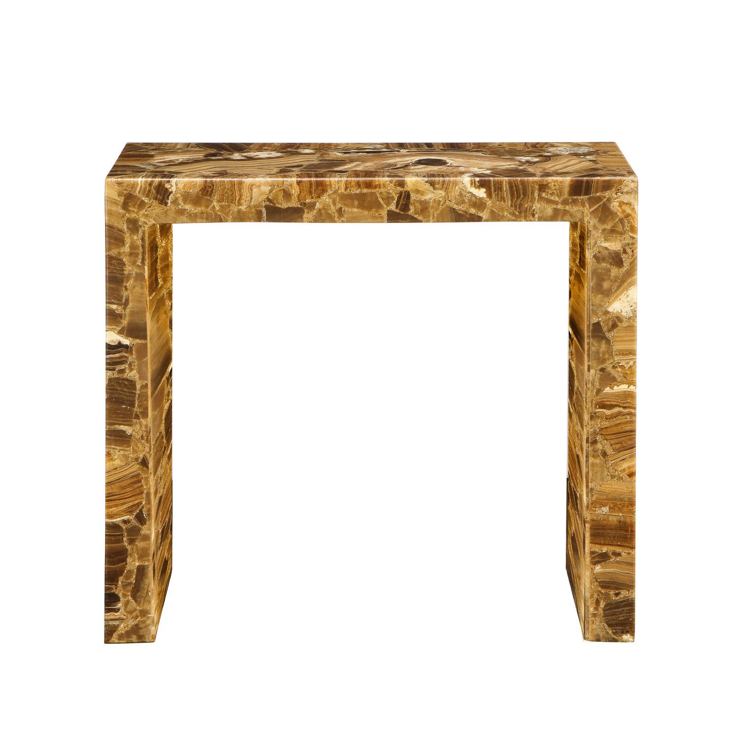Mid-Century Modern Artisan Crafted Console Table in Tessellated Onyx 1970s For Sale