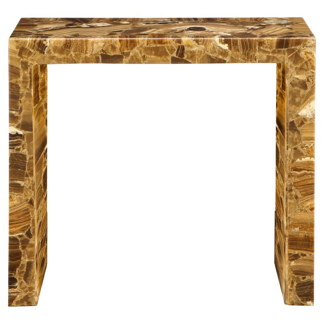 Artisan Crafted Console Table in Tessellated Onyx 1970s