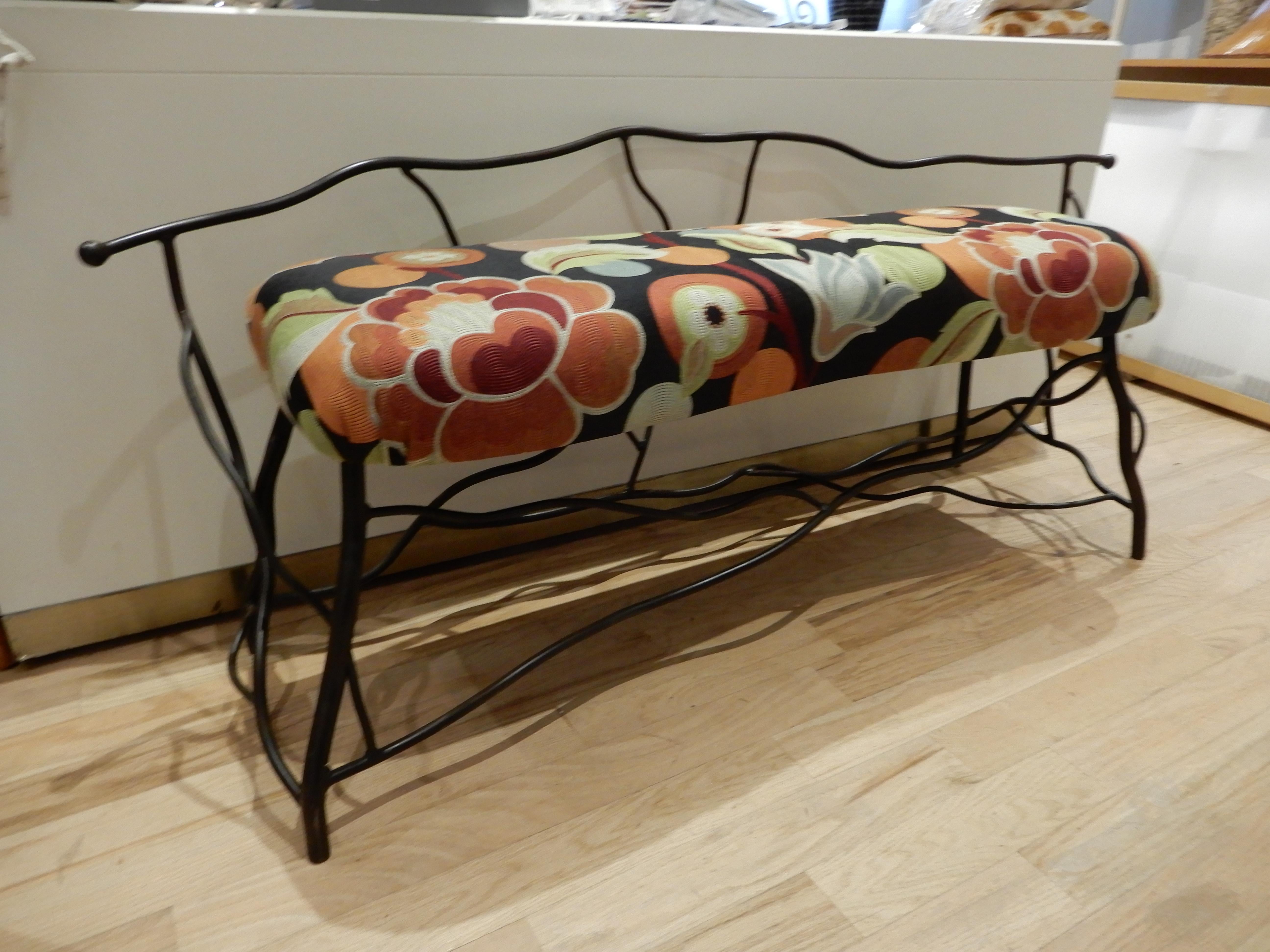 Art Nouveau Artisan Crafted Diego Giacometti Styled Upholstered Bench