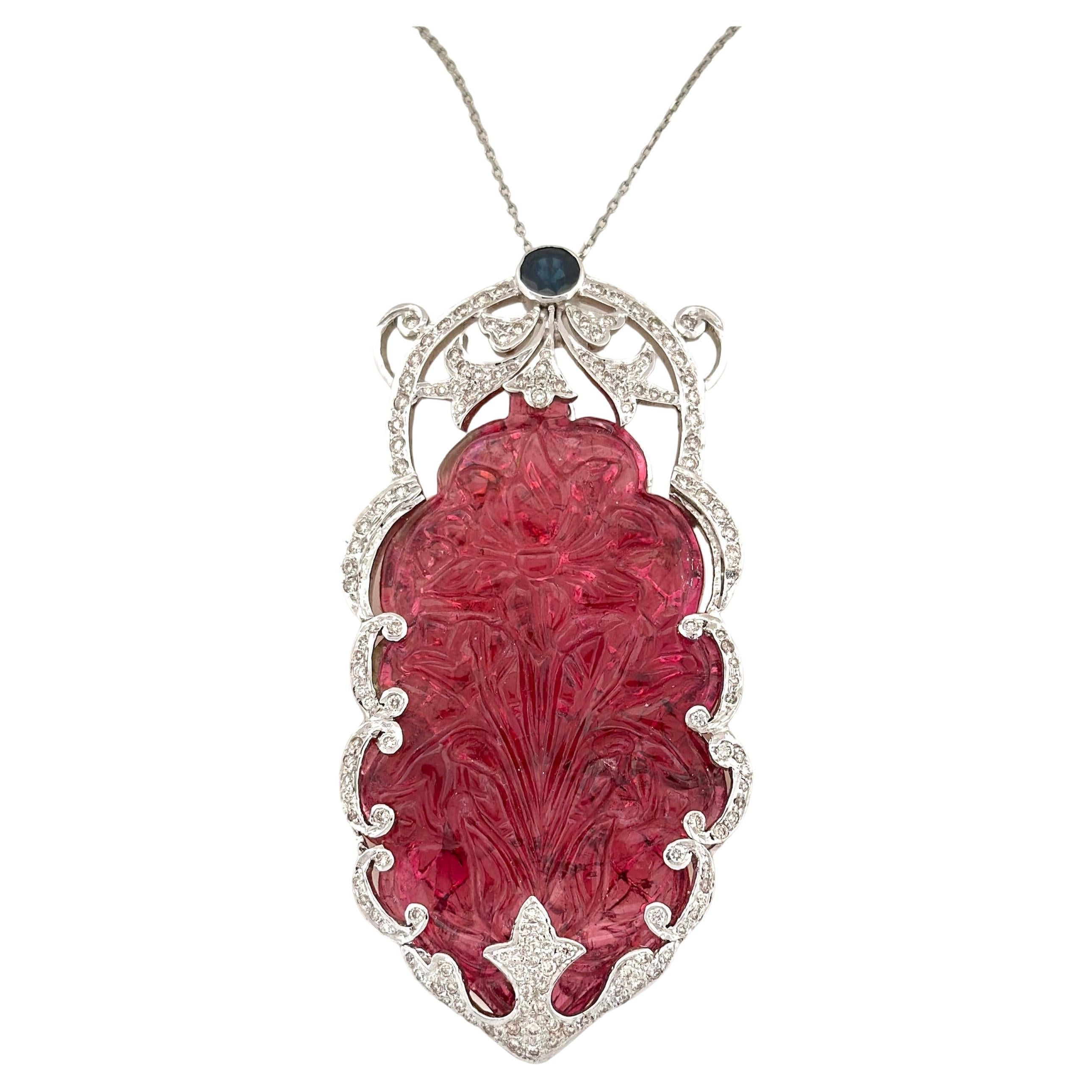 Artisan-Crafted Elegance: Hand-Engraved Tourmaline Pendant