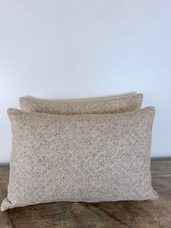 Artisan Crafted Geometric Lattice Pillows in Natural Linen