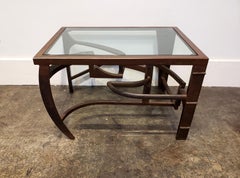 Artisan Crafted Iron and Glass Side Table Postmodern Brutalist