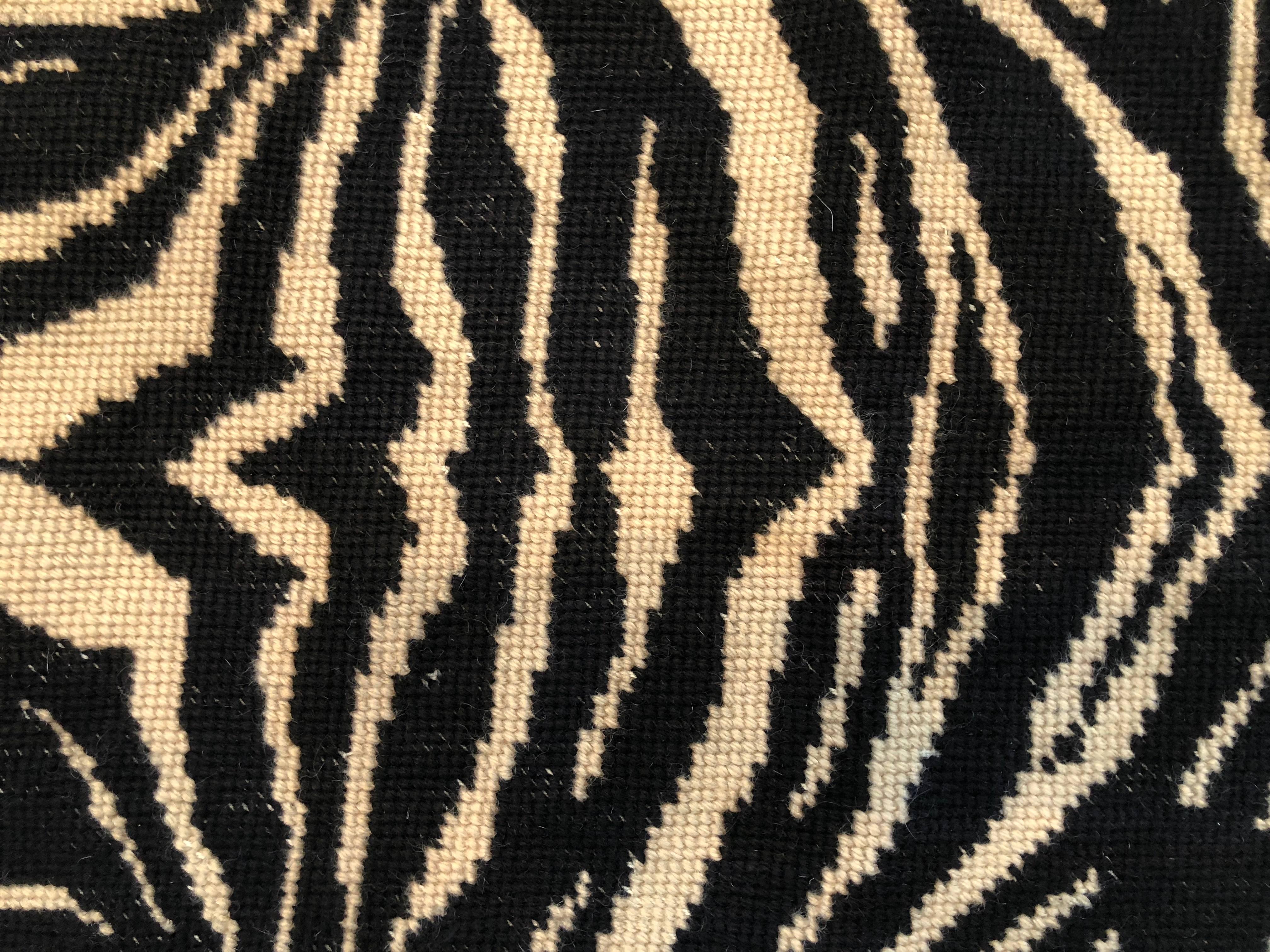 American Artisan Crafted Needlepoint Zebra Rug