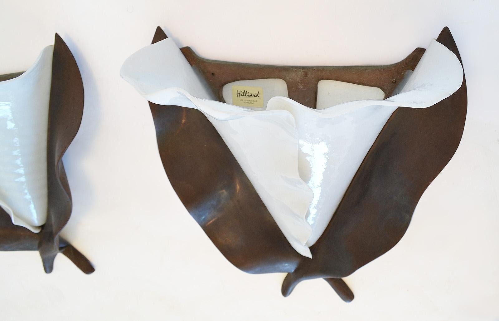 Artisan-crafted Organic Bronze and Glass Sconces by Hilliard Lamps, USA, 1980s In Good Condition For Sale In Fort Lauderdale, FL