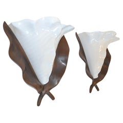 Artisan-crafted Organic Bronze and Glass Sconces by Hilliard Lamps, USA, 1980s