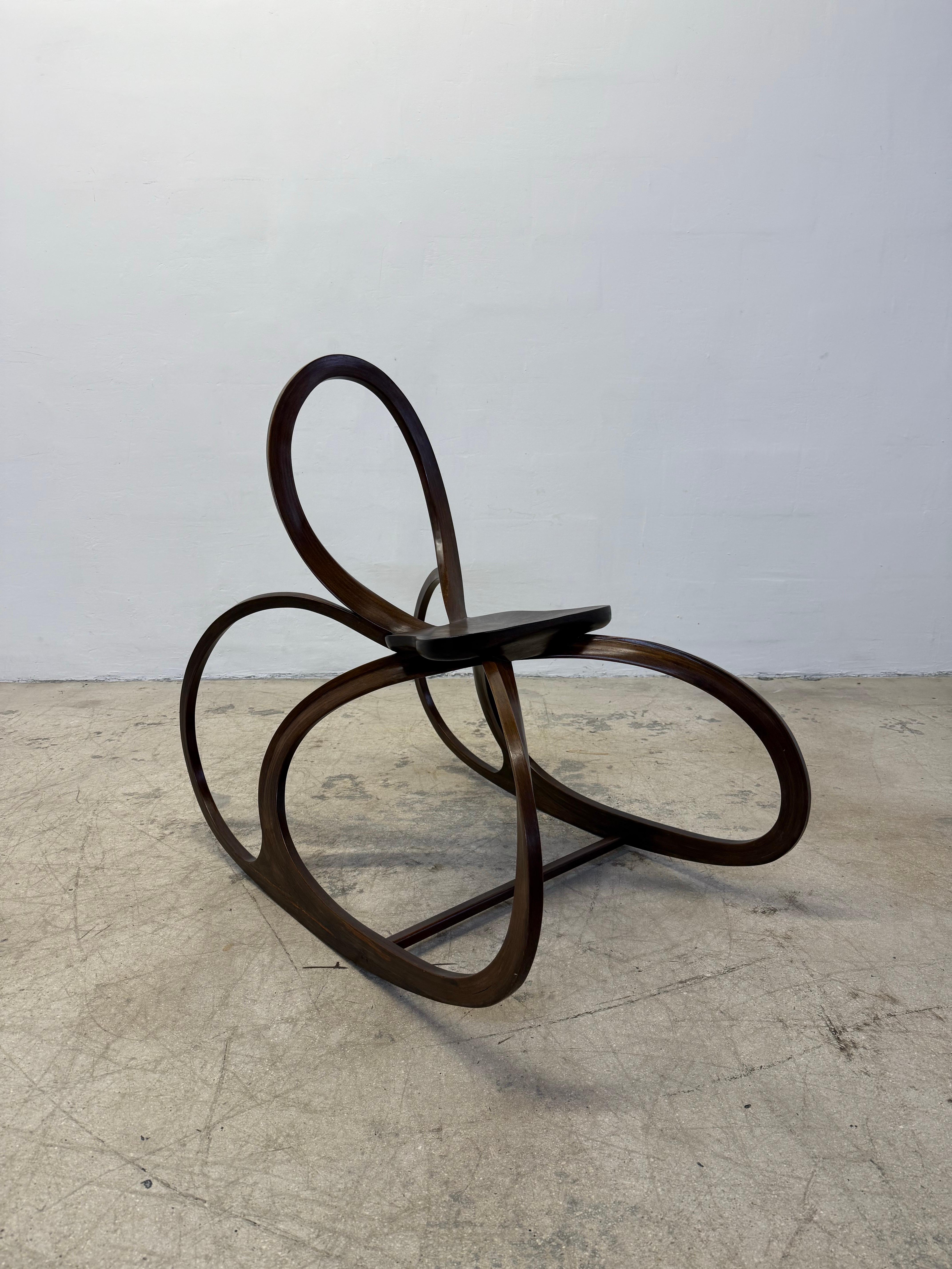 American Artisan Crafted Organic Modern Sculptural Wood Rocking Chair, 1980s For Sale