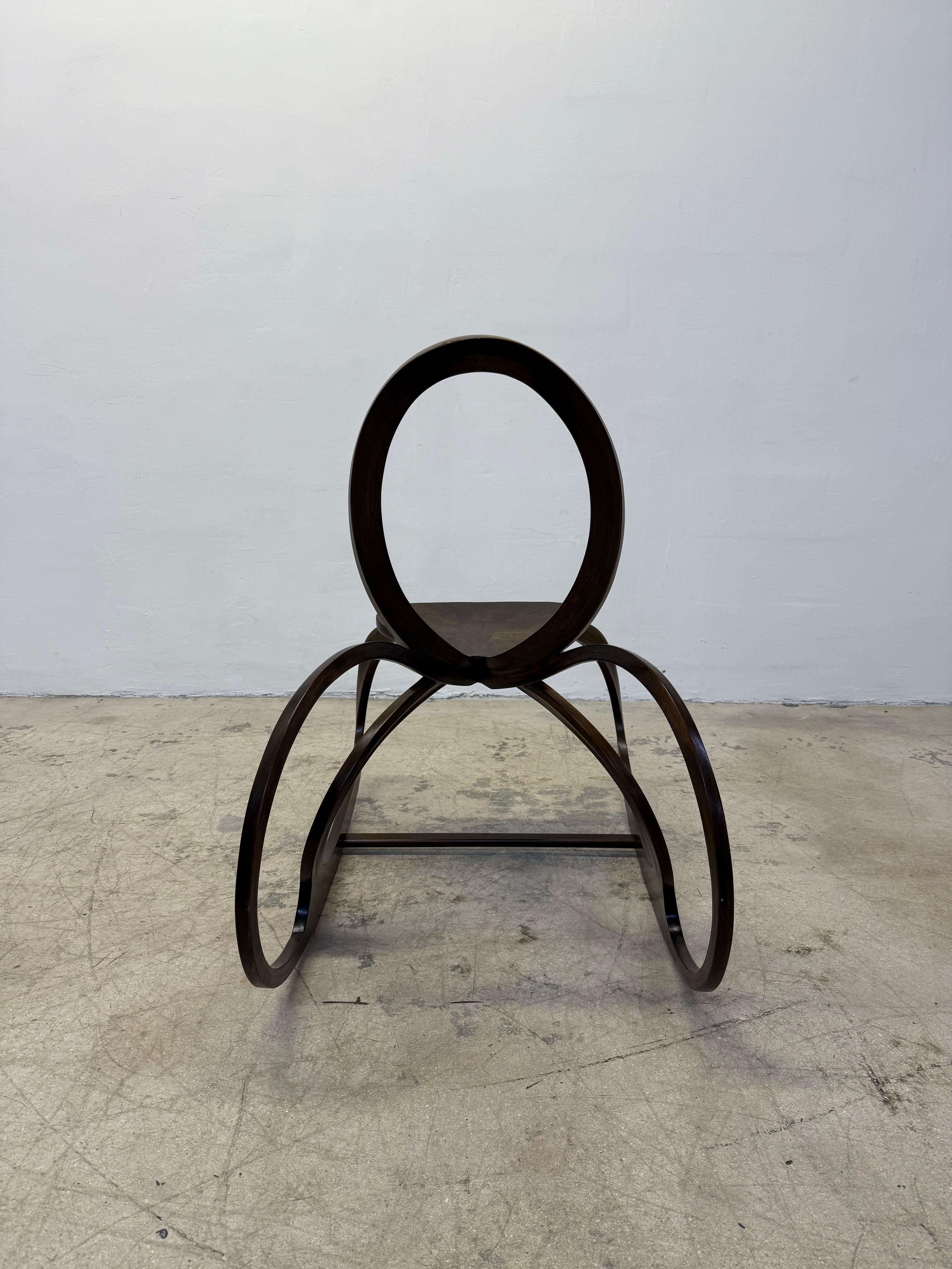 20th Century Artisan Crafted Organic Modern Sculptural Wood Rocking Chair, 1980s For Sale