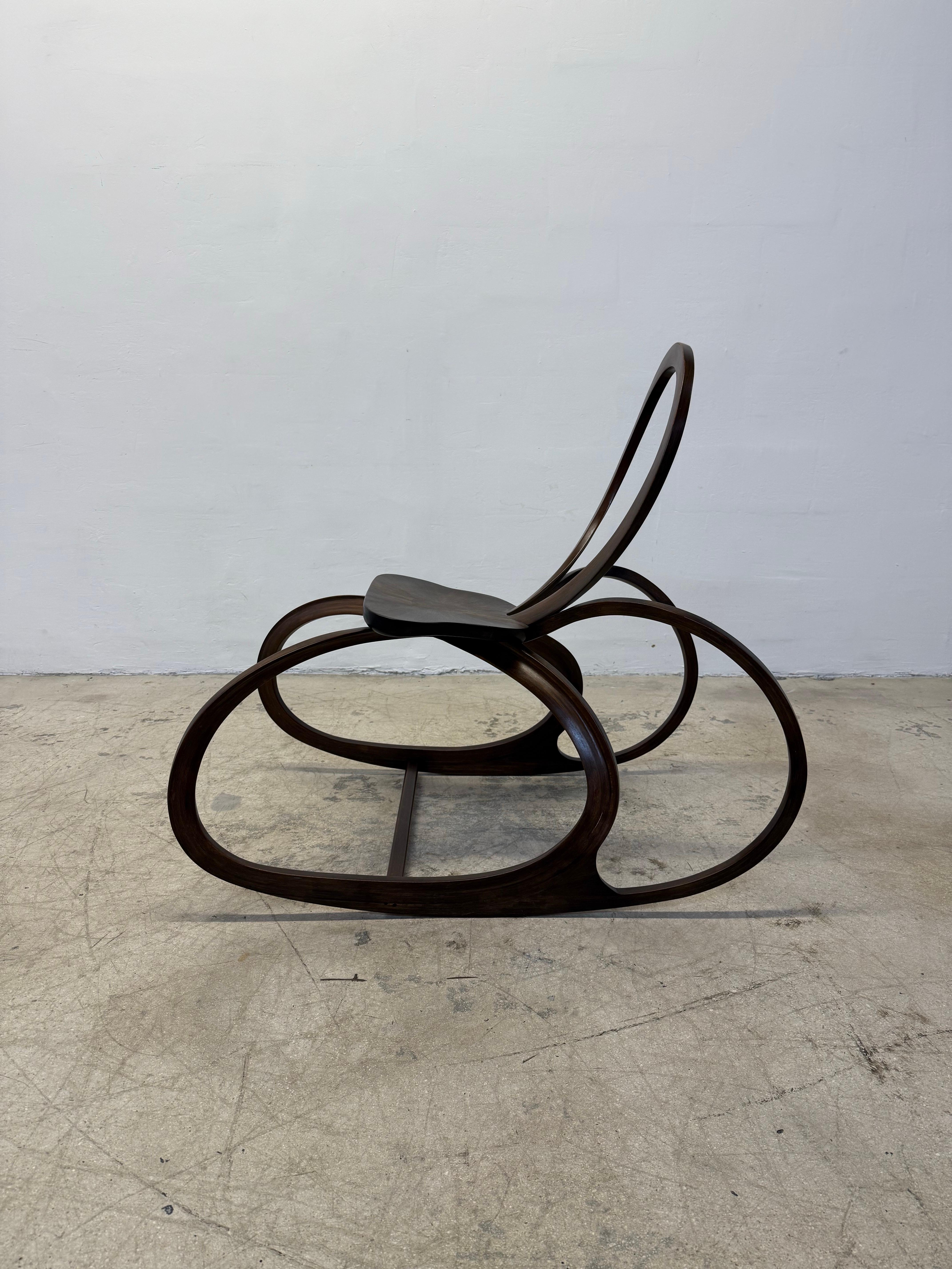Artisan Crafted Organic Modern Sculptural Wood Rocking Chair, 1980s For Sale 2