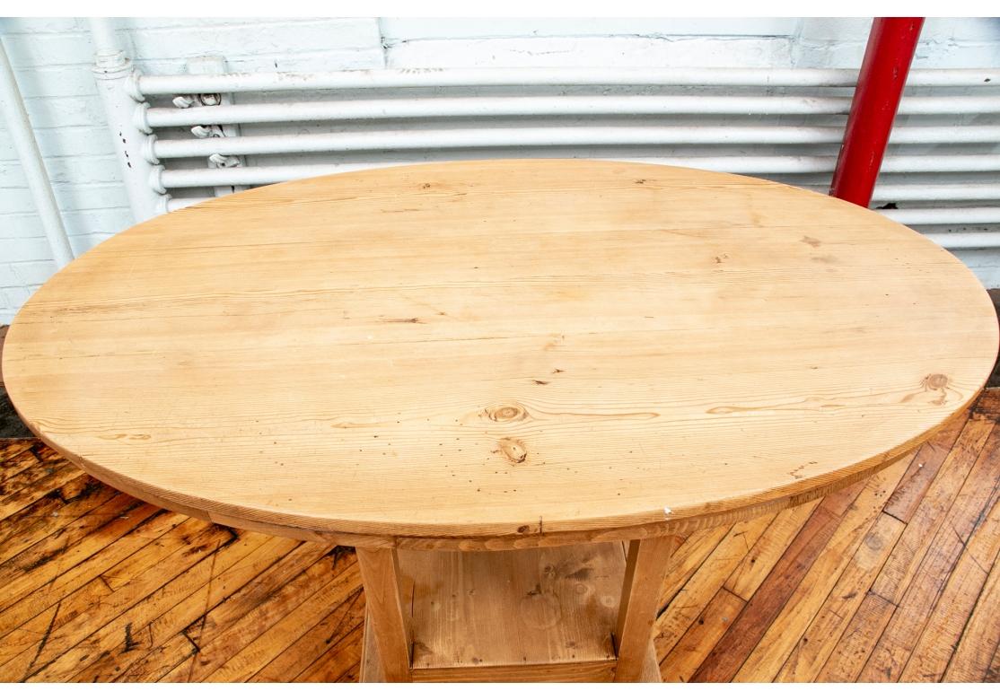Rustic Artisan Crafted Oval Pine Tiered Table For Sale