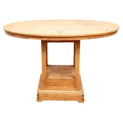 Ovaler Stufentisch aus Kiefer, handgefertigt  