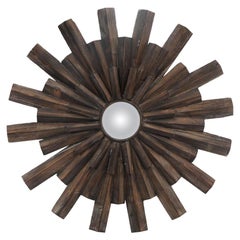 Retro Artisan Crafted Rustic Sunburst Convex Mirror