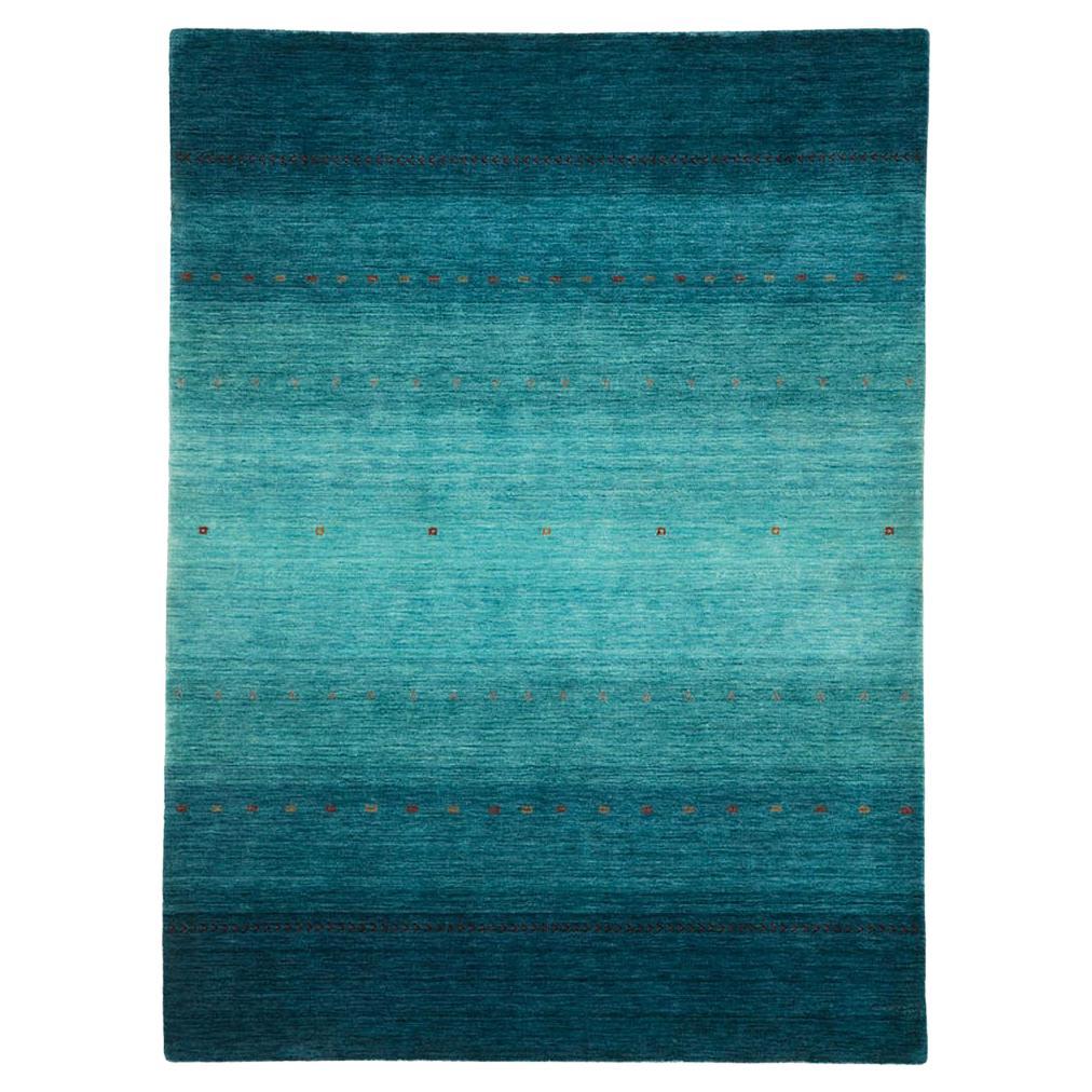 Artisan-Crafted Sky Blue 6x8 Hand-Loomed Rug For Sale