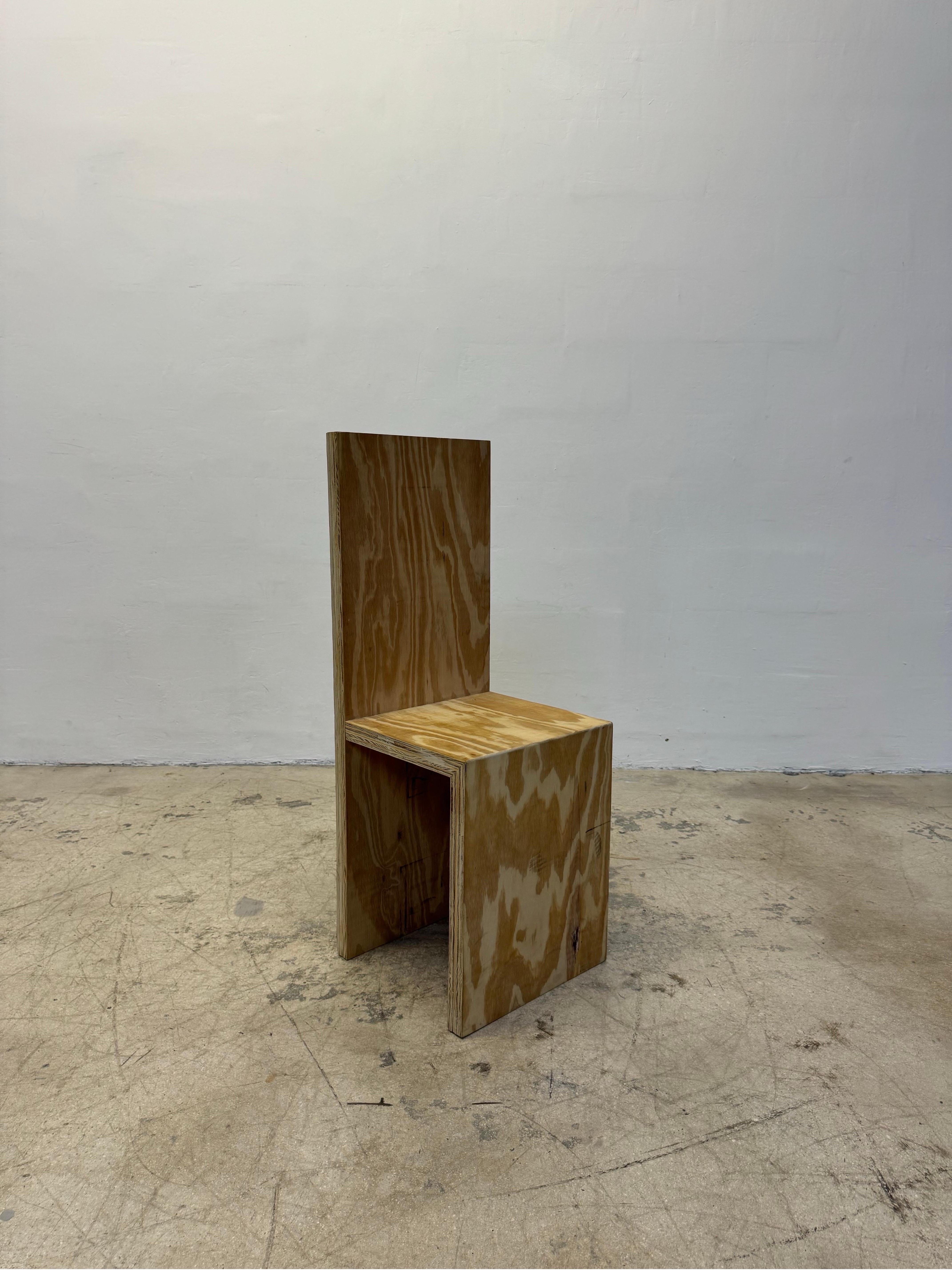 Artisan Crafted Wood Plank Side or Hall Chair in the Manner of Donald Judd 3