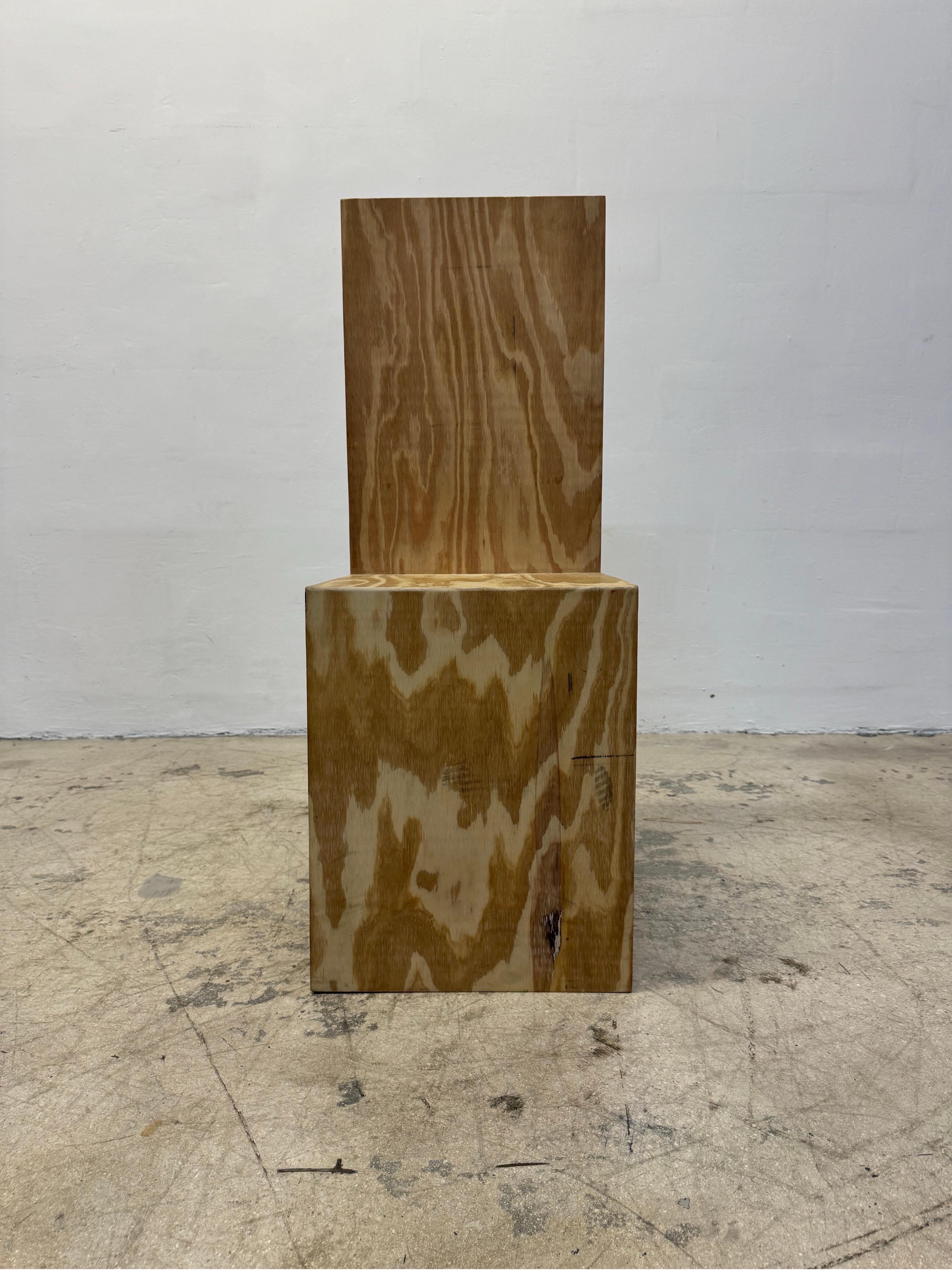 Artisan Crafted Wood Plank Side or Hall Chair in the Manner of Donald Judd 4
