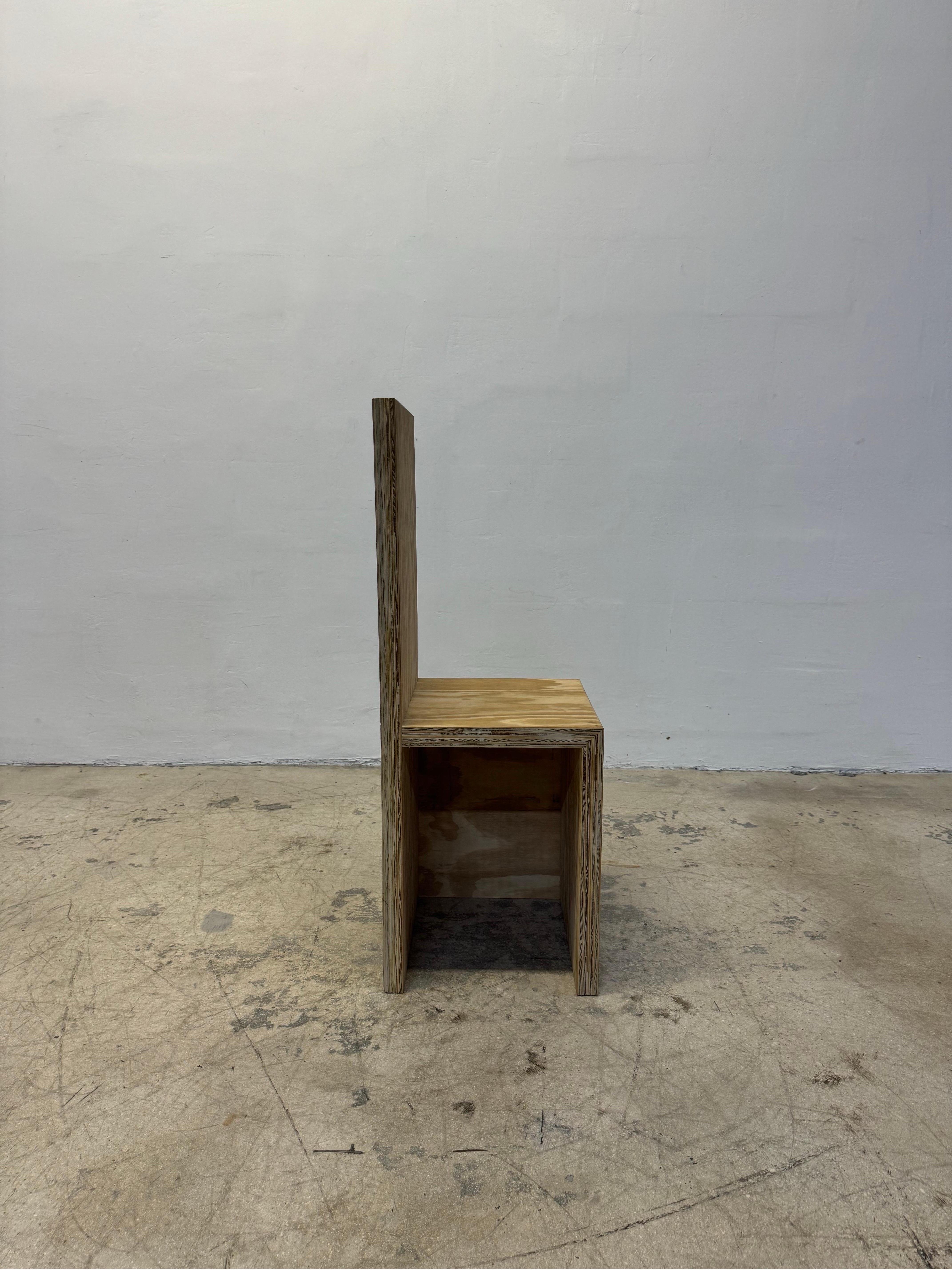 Organic Modern Artisan Crafted Wood Plank Side or Hall Chair in the Manner of Donald Judd