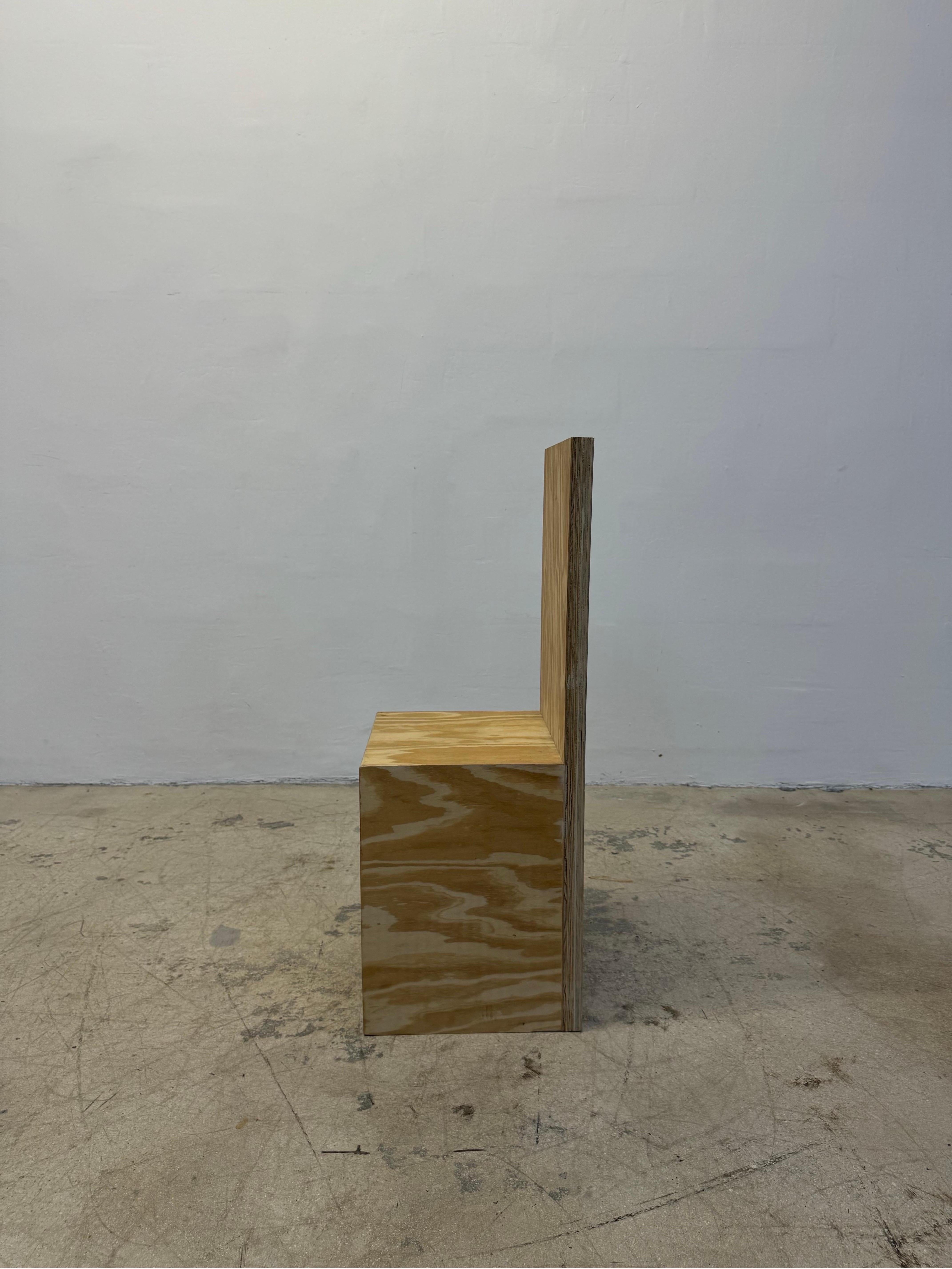 Artisan Crafted Wood Plank Side or Hall Chair in the Manner of Donald Judd In Good Condition In Miami, FL