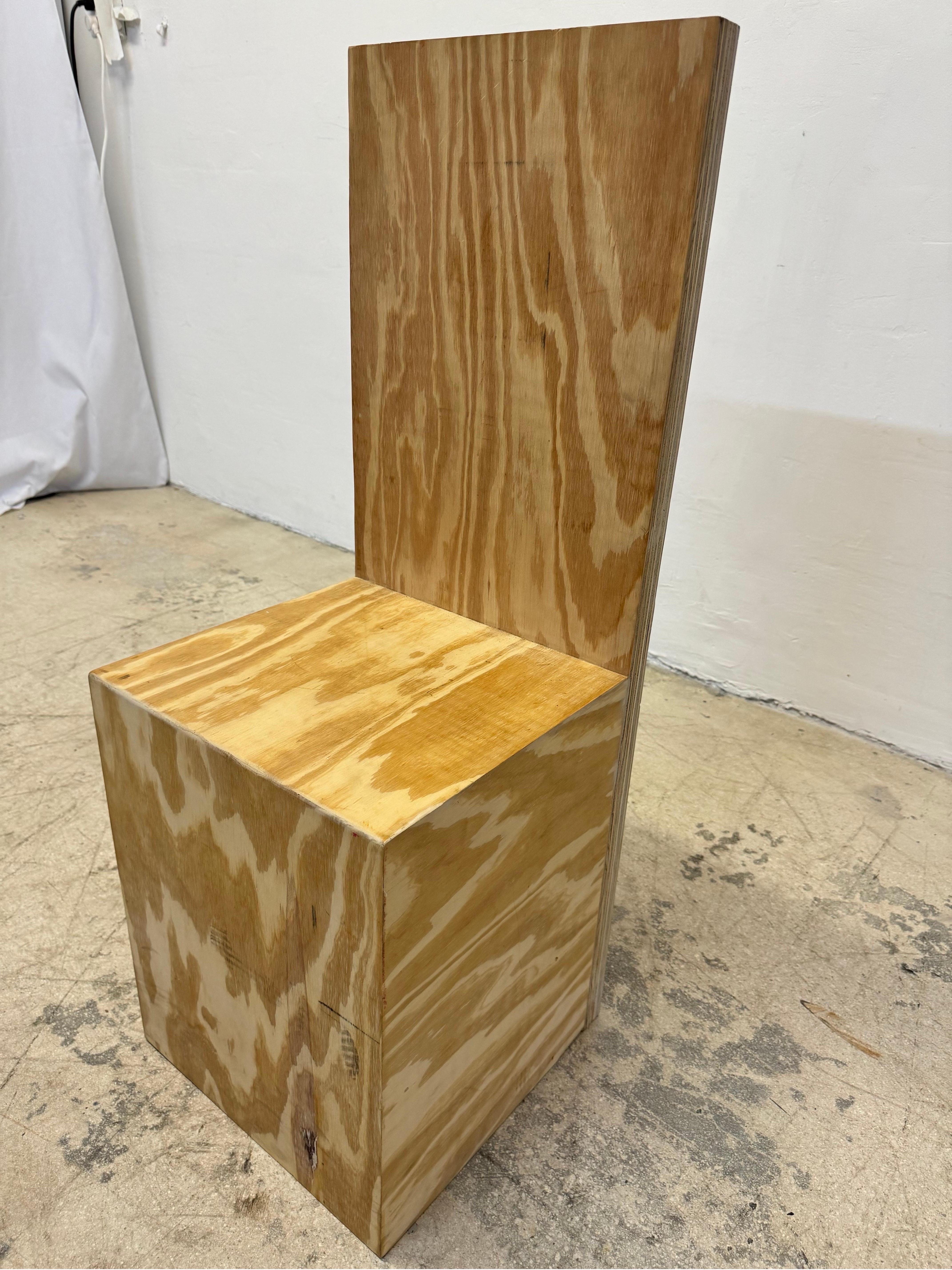 20th Century Artisan Crafted Wood Plank Side or Hall Chair in the Manner of Donald Judd