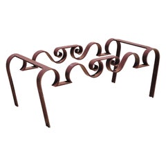 Artisan Crafted Wrought Iron Regency Sculptural Ribbon Scroll Coffee Table Base