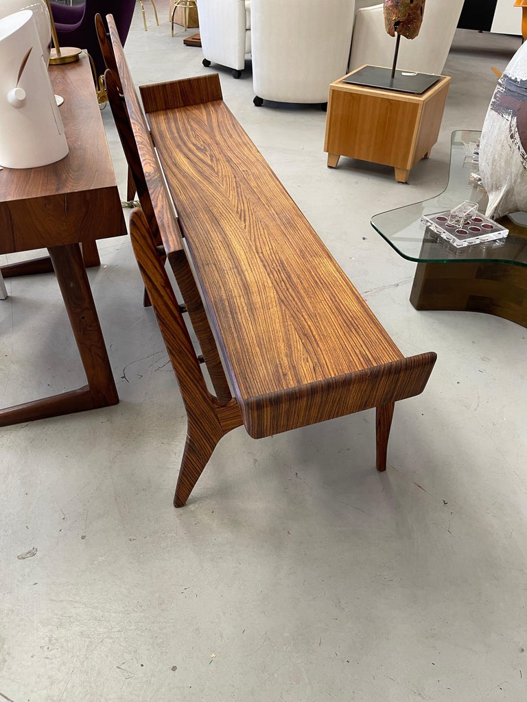 Artisan Craftsman Zebra Wood Bench For Sale at 1stDibs