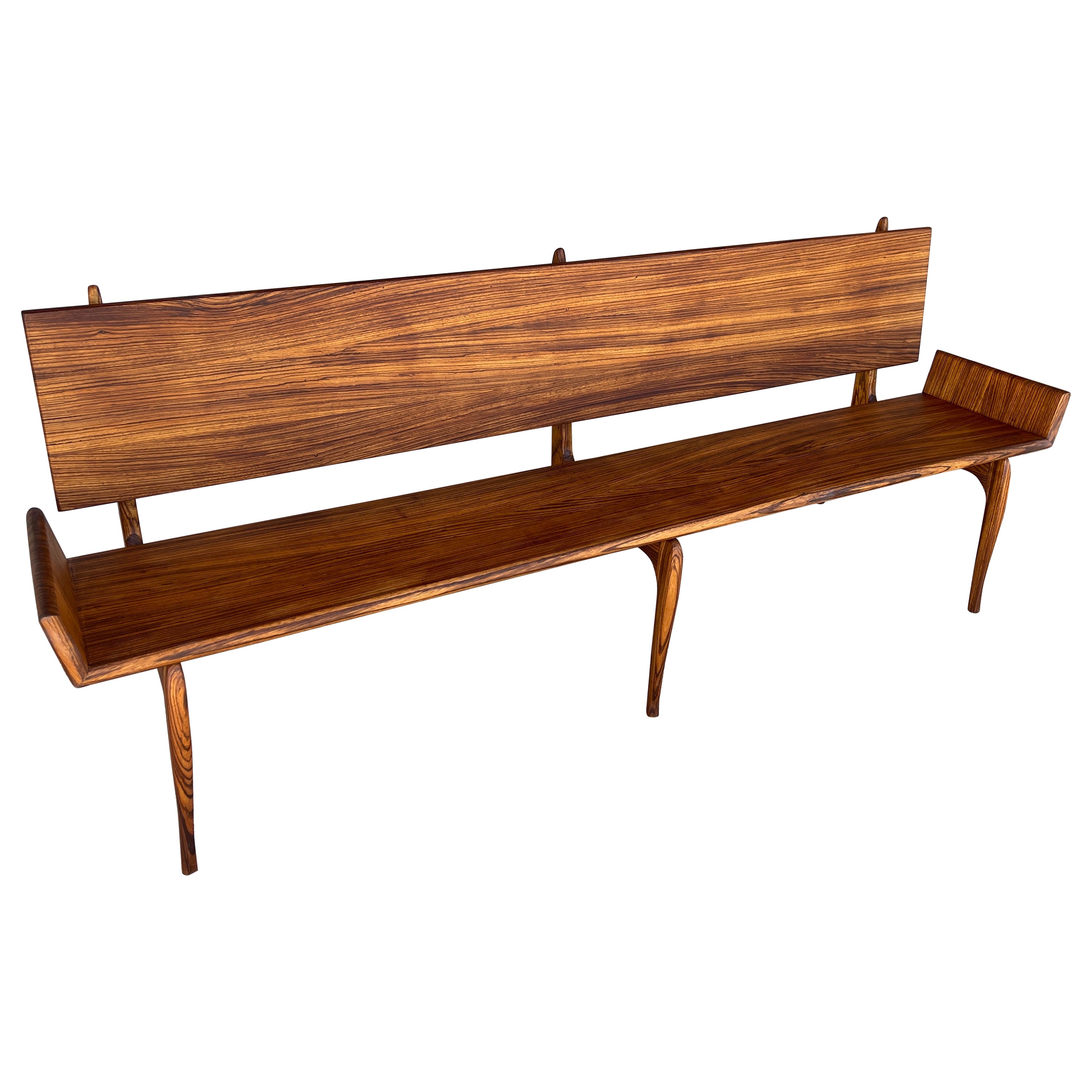 Artisan Craftsman Zebra Wood Bank im Angebot