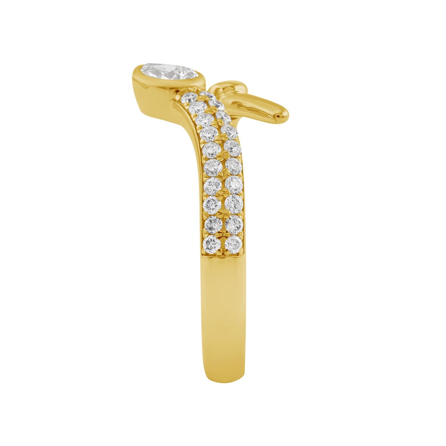 Artisan Bague en or jaune 14k avec serpent am designs et diamants en vente