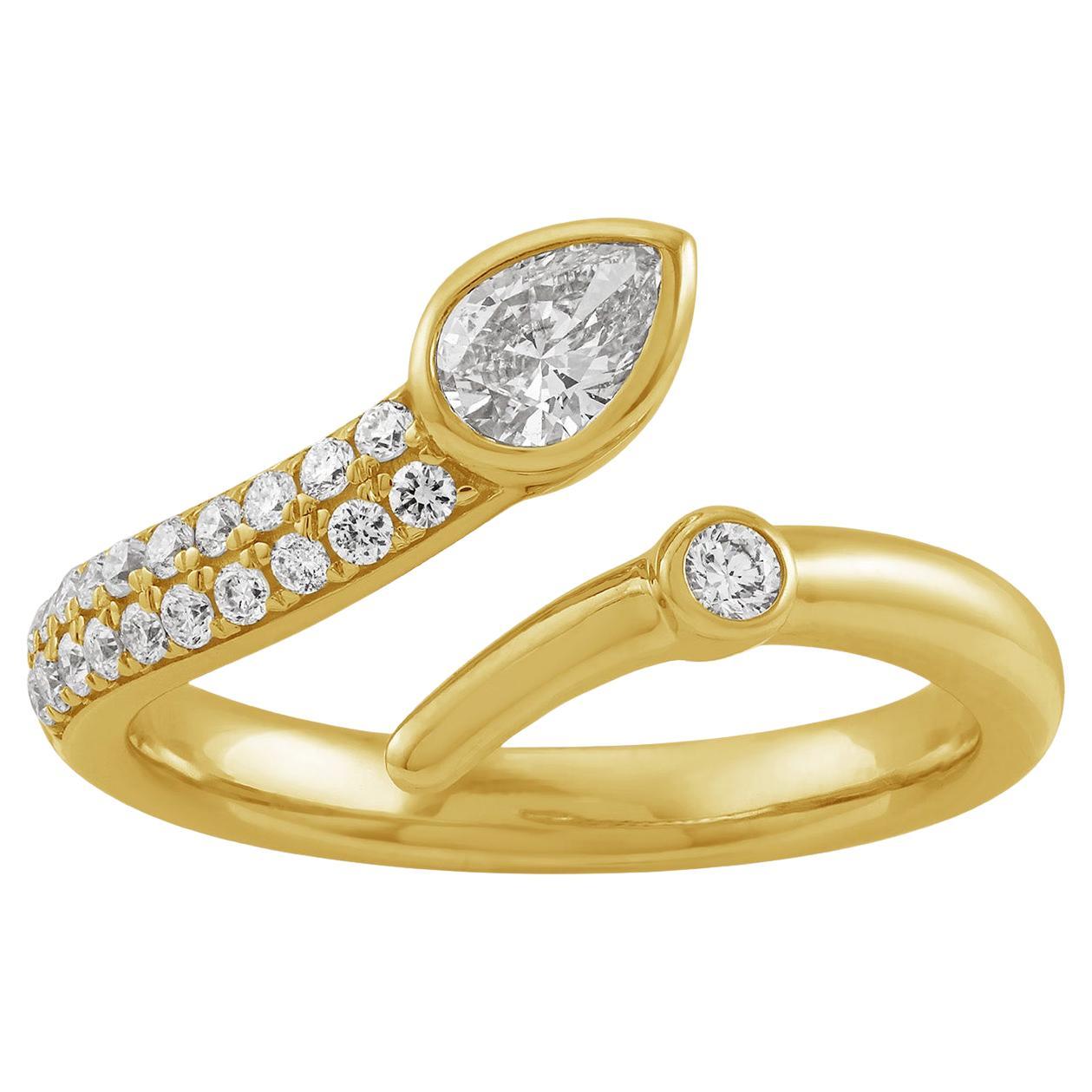 Bague en or jaune 14k avec serpent am designs et diamants