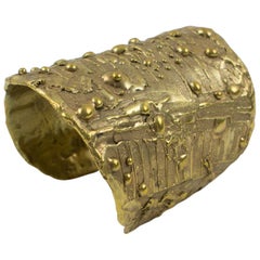 Vintage Artisan Designer Studio Brutalist Brass Cuff Bracelet