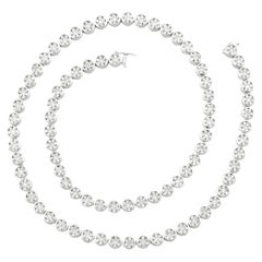 Artisan Diamond Bezel Tennis Necklace Or blanc 18K