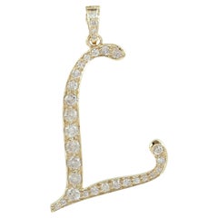 Ciondolo artigianale con diamante con lettera "L" in oro giallo 14K